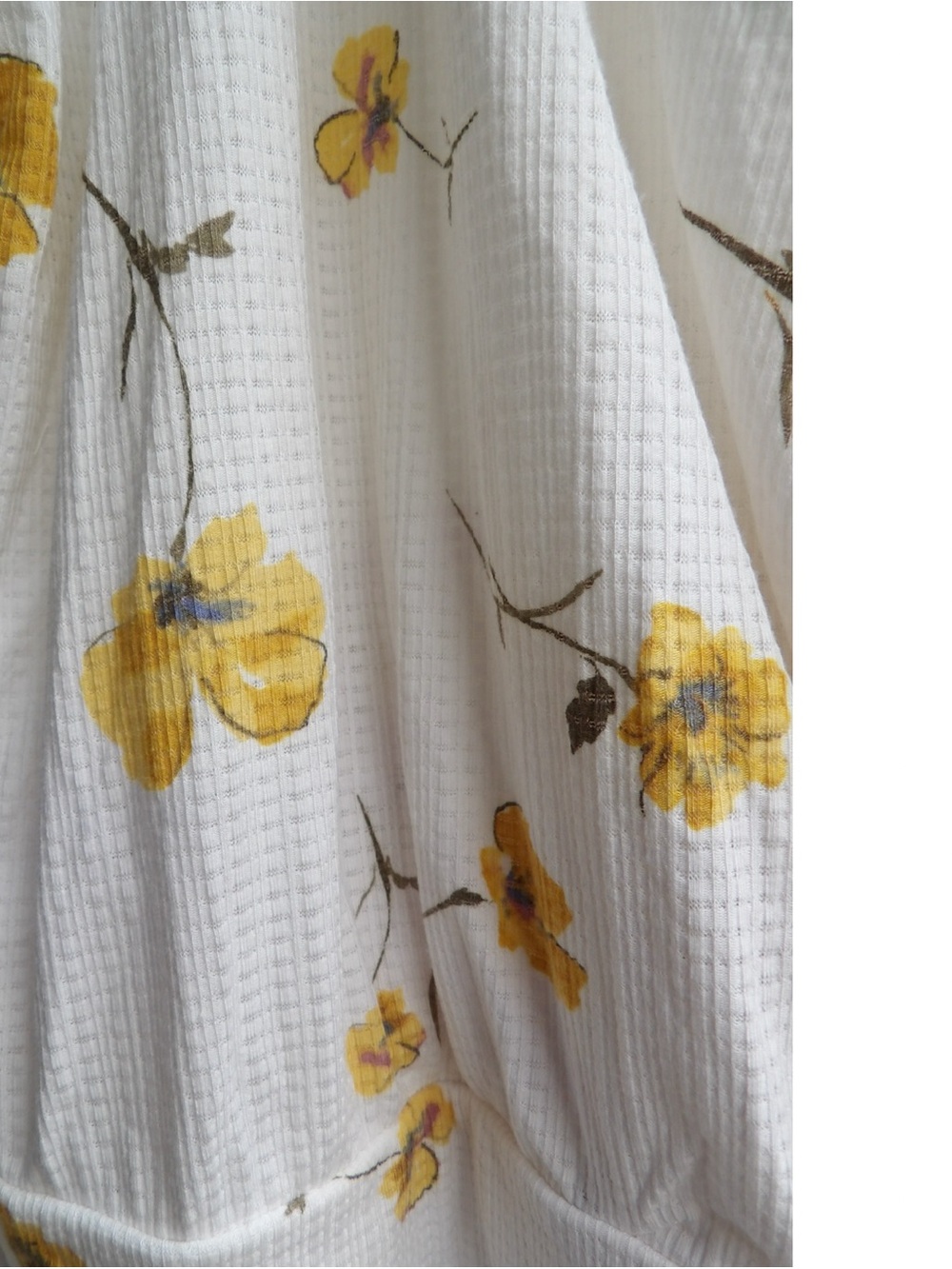 Maurices White Floral Wrap-Front Waffle Knit Top with Yellow Blossoms - Picture 2 of 3